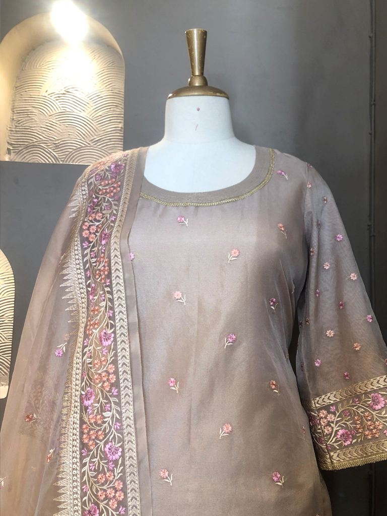 Organza Readymade Embroidered Suit