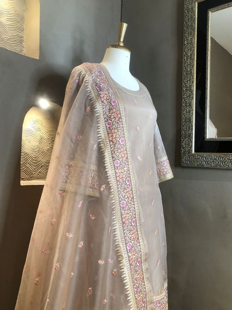 Organza Readymade Embroidered Suit