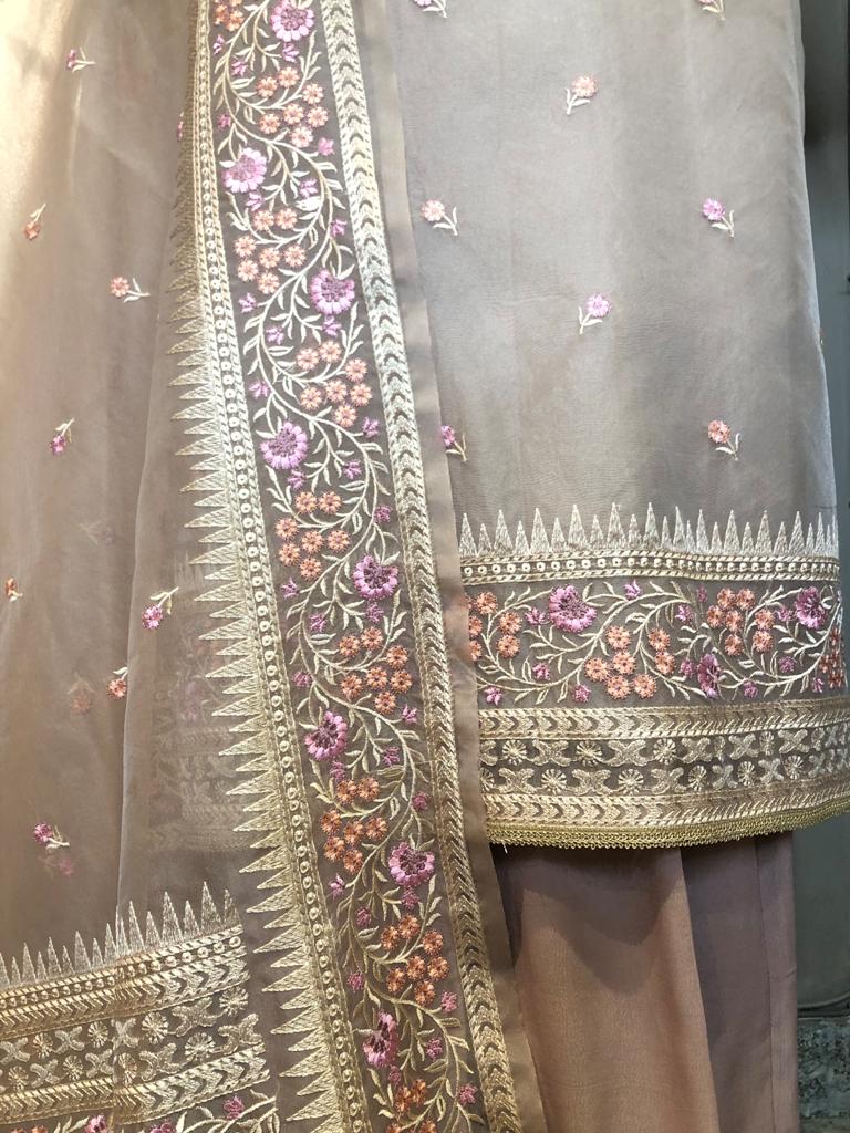 Organza Readymade Embroidered Suit