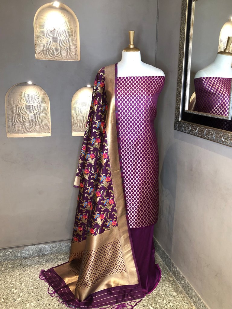 Banarasi Silk Unstitched Suit