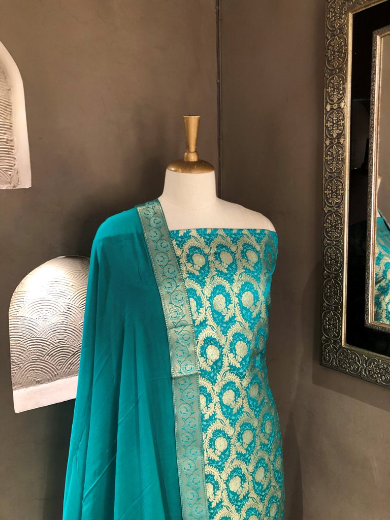 Banarasi Silk Unstitched Suit