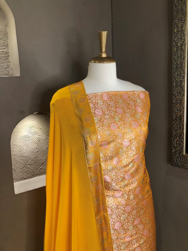 Banarasi Silk Unstitched Suit
