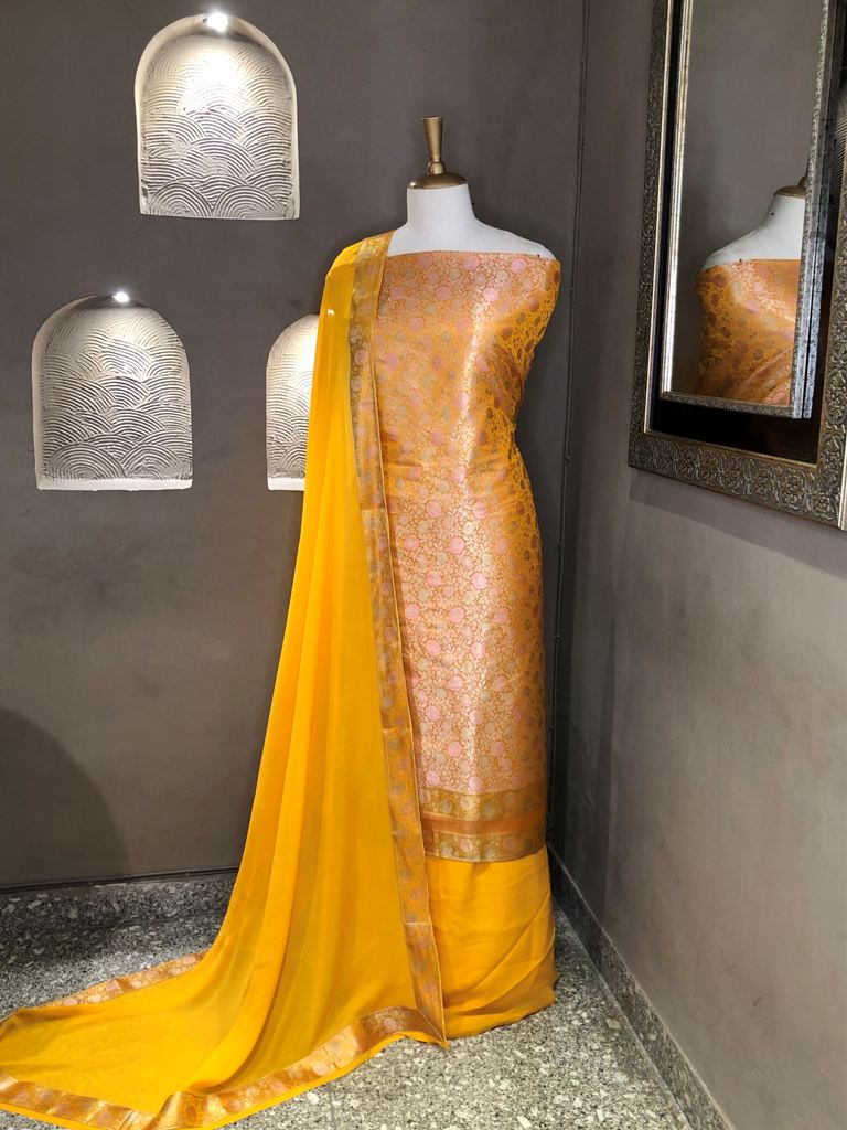 Banarasi Silk Unstitched Suit