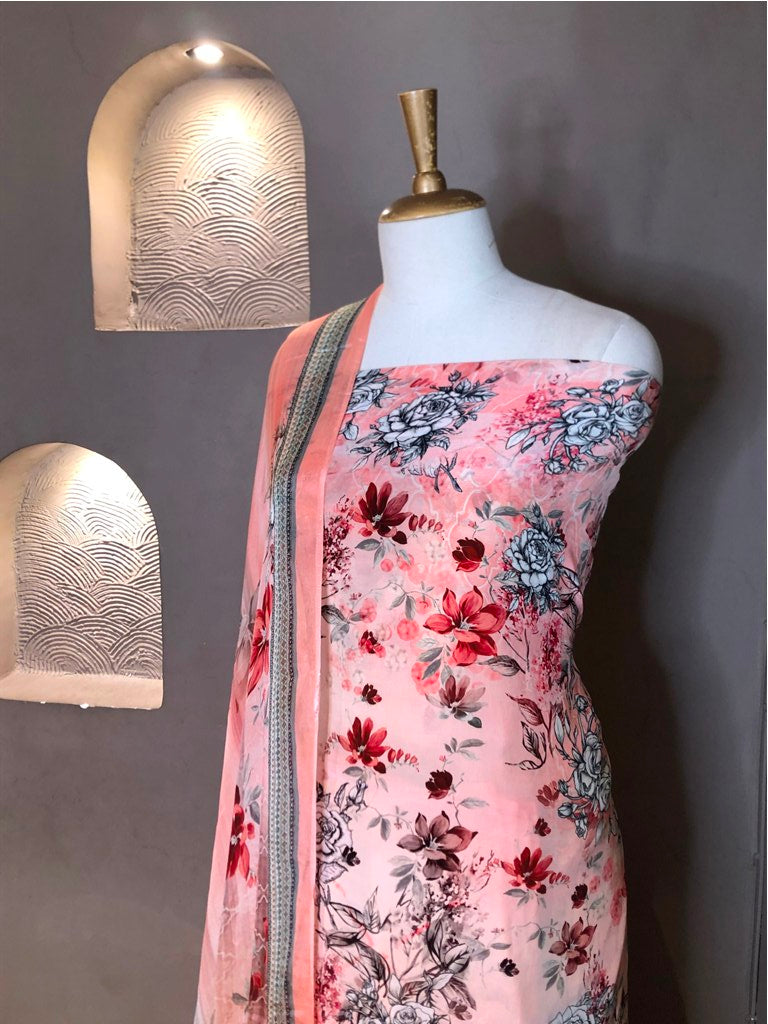 Printed Crepe Unstitched Suit
