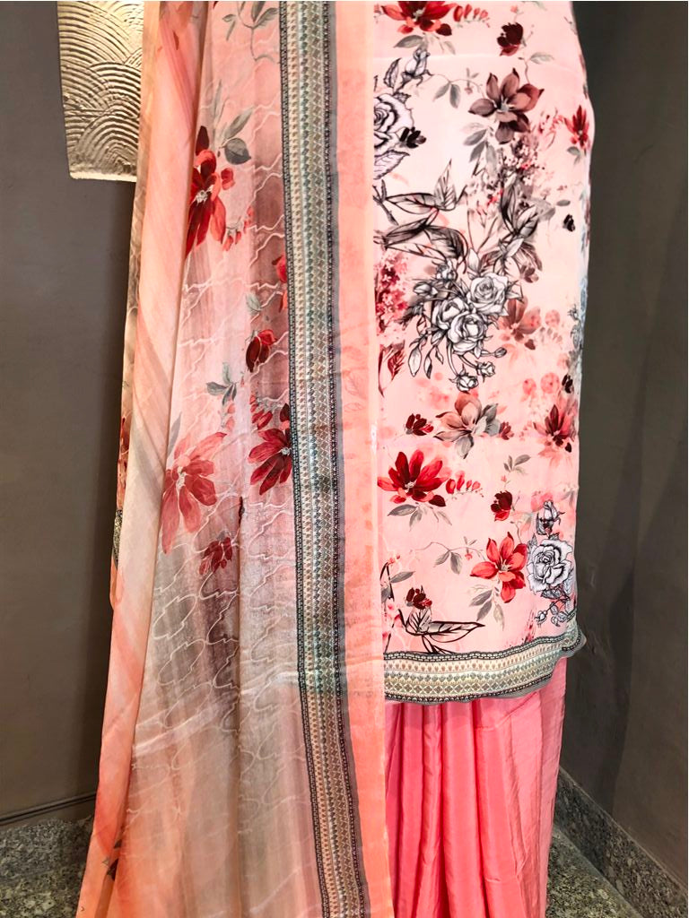 Printed Crepe Unstitched Suit