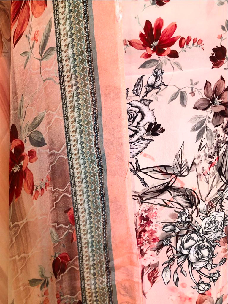 Printed Crepe Unstitched Suit
