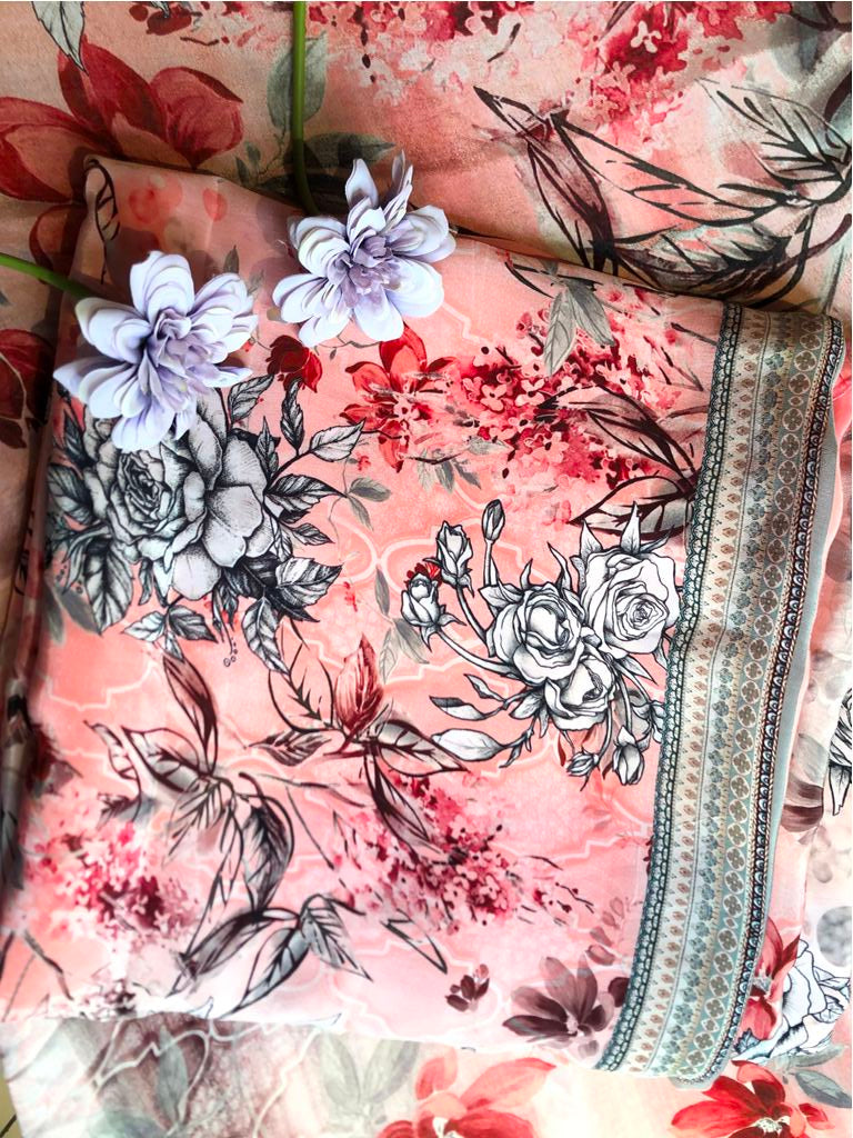 Printed Crepe Unstitched Suit
