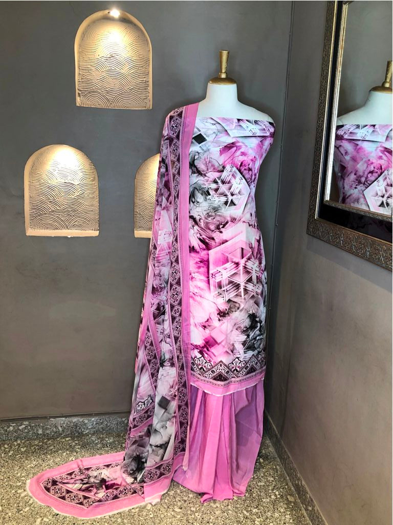 Printed Crepe Unstitched Suit