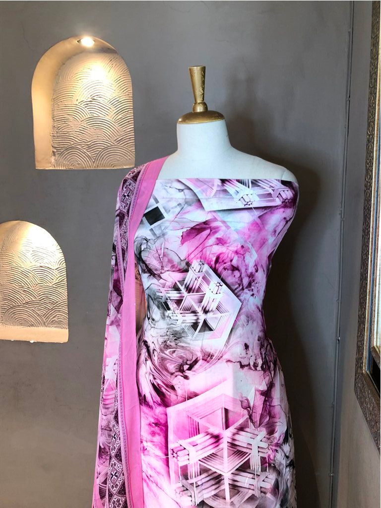Printed Crepe Unstitched Suit