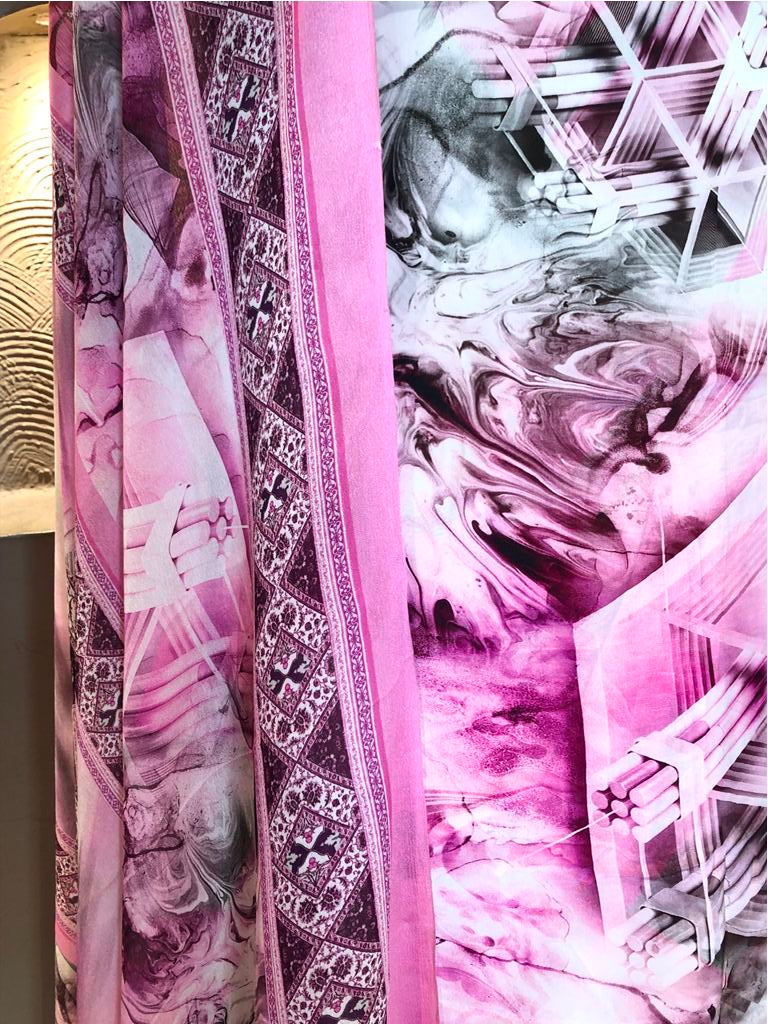 Printed Crepe Unstitched Suit