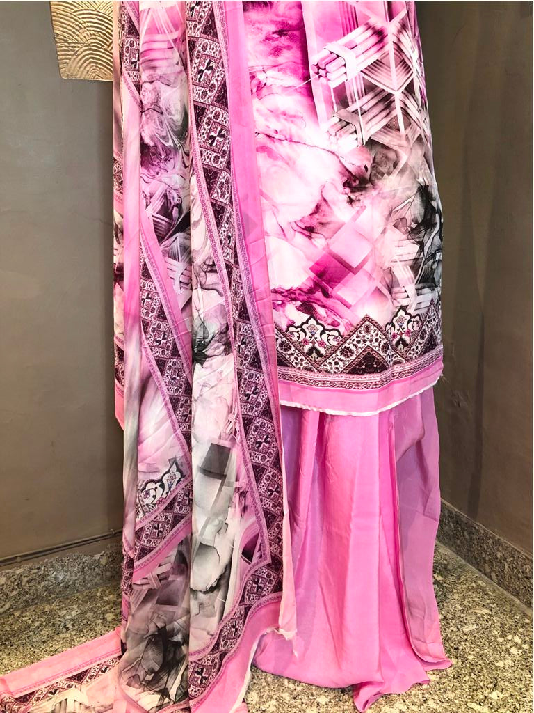 Printed Crepe Unstitched Suit