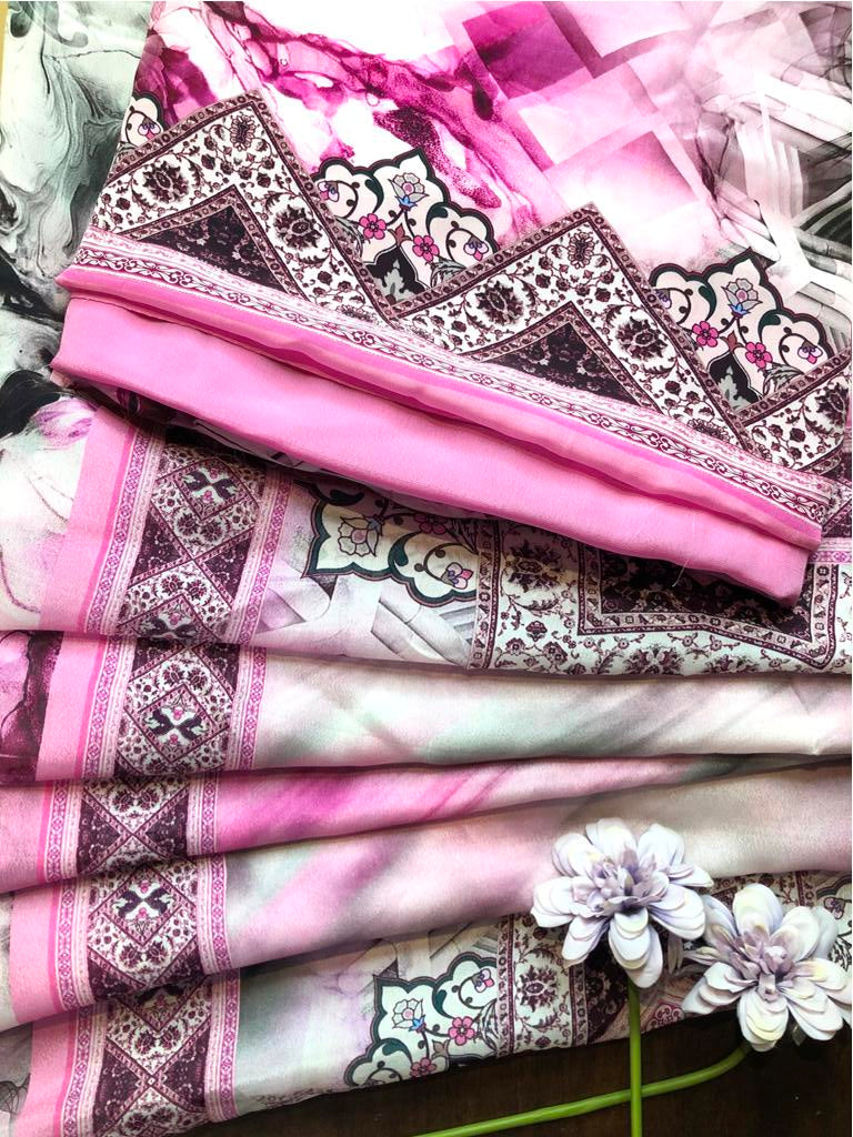 Printed Crepe Unstitched Suit