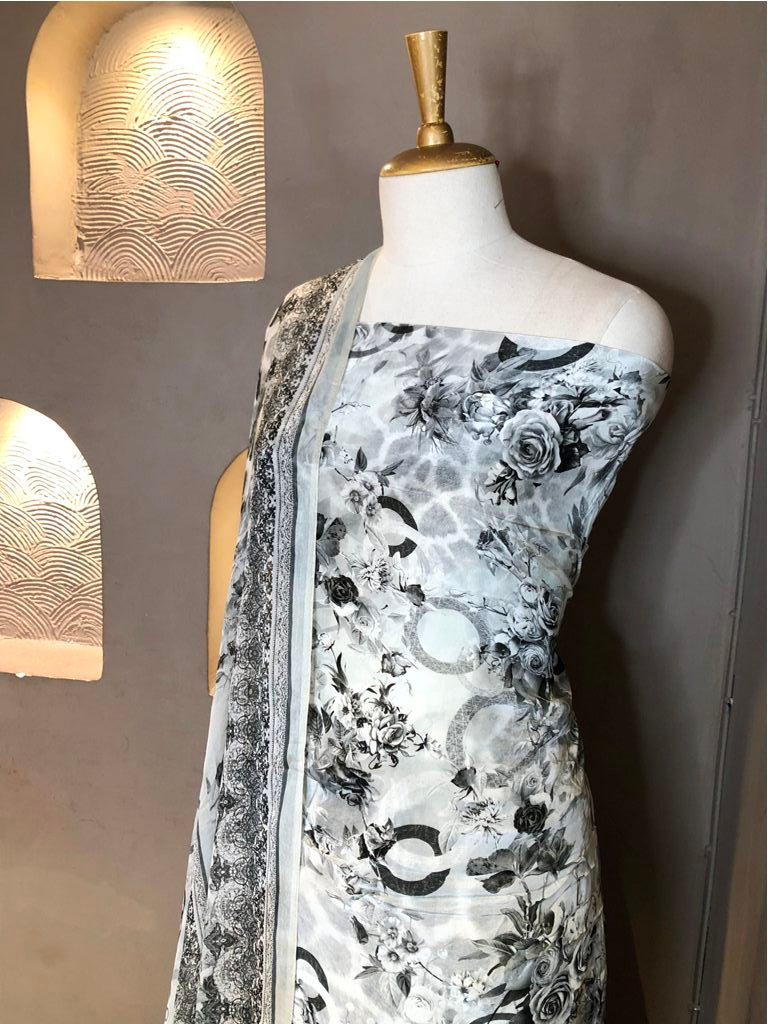 Printed Crepe Unstitched Suit