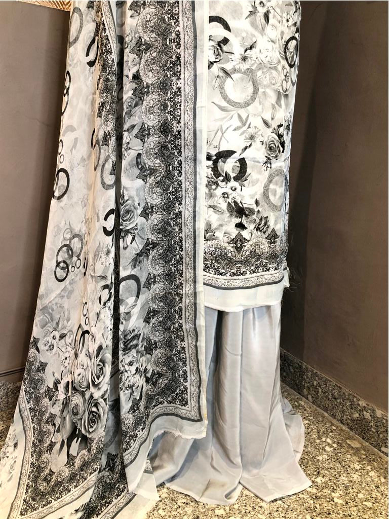 Printed Crepe Unstitched Suit
