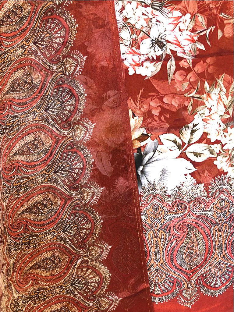 Printed Crepe Unstitched Suit