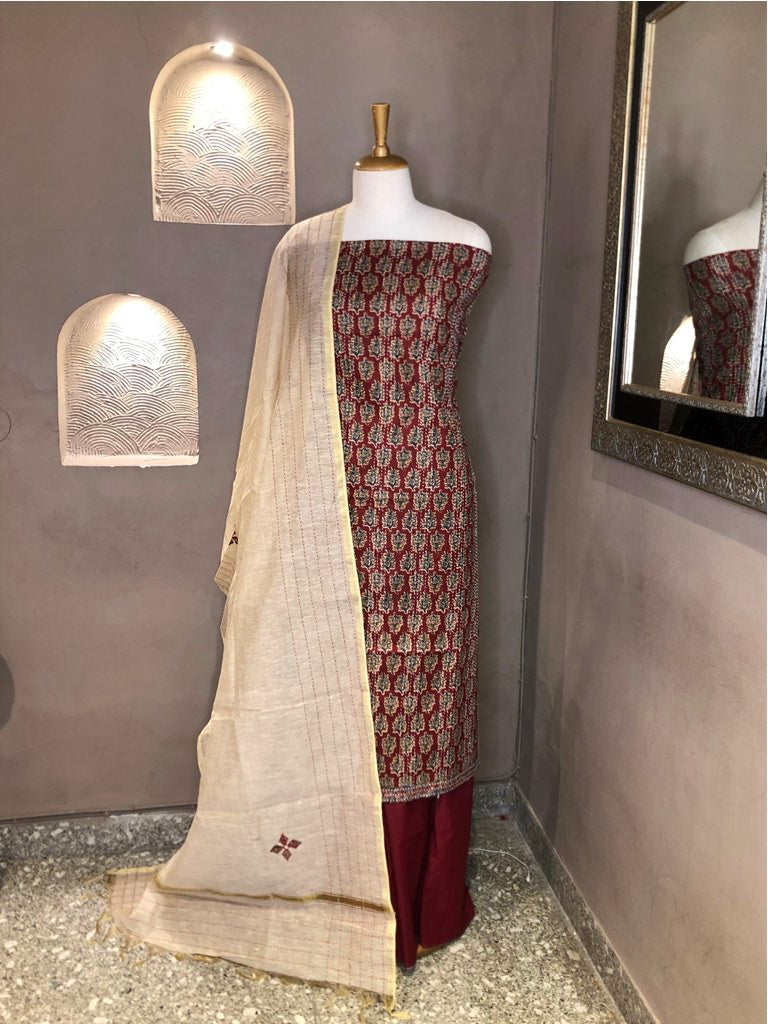 Printed Cotton Unstitched Suit