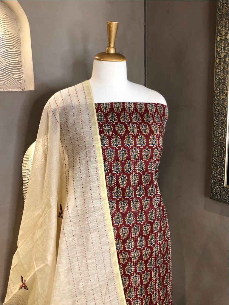 Printed Cotton Unstitched Suit