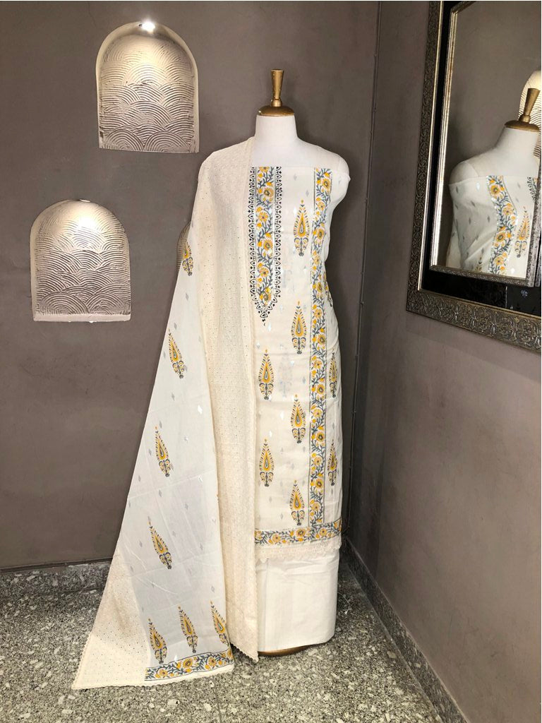 Printed Cotton Unstitched Suit