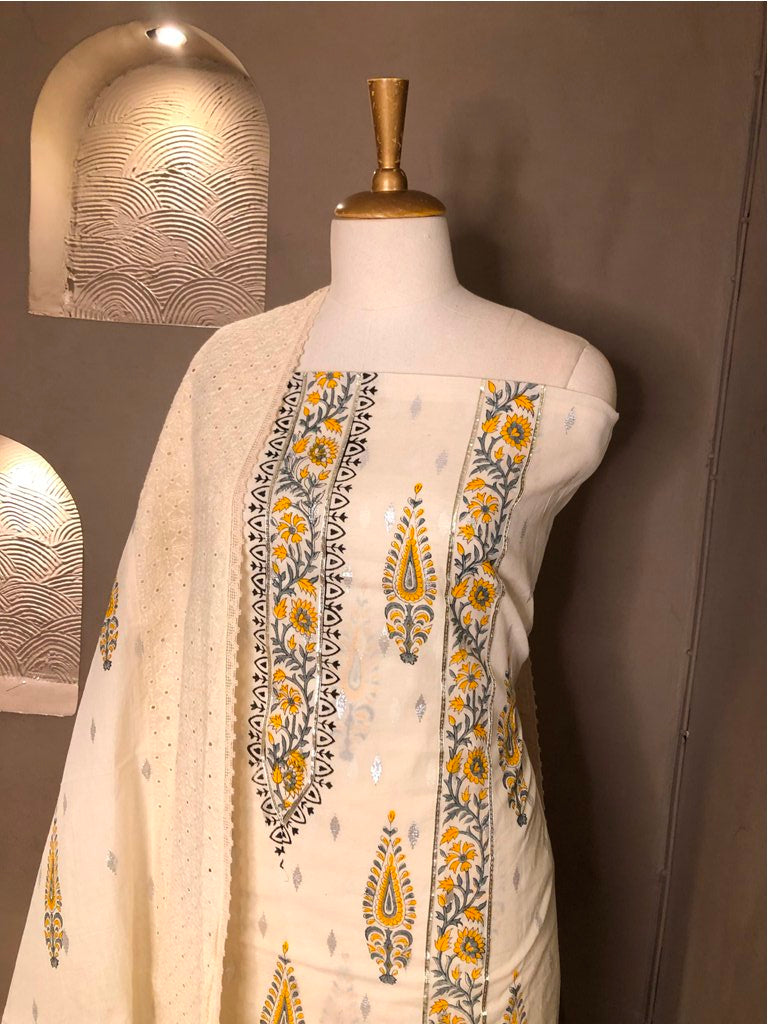 Printed Cotton Unstitched Suit