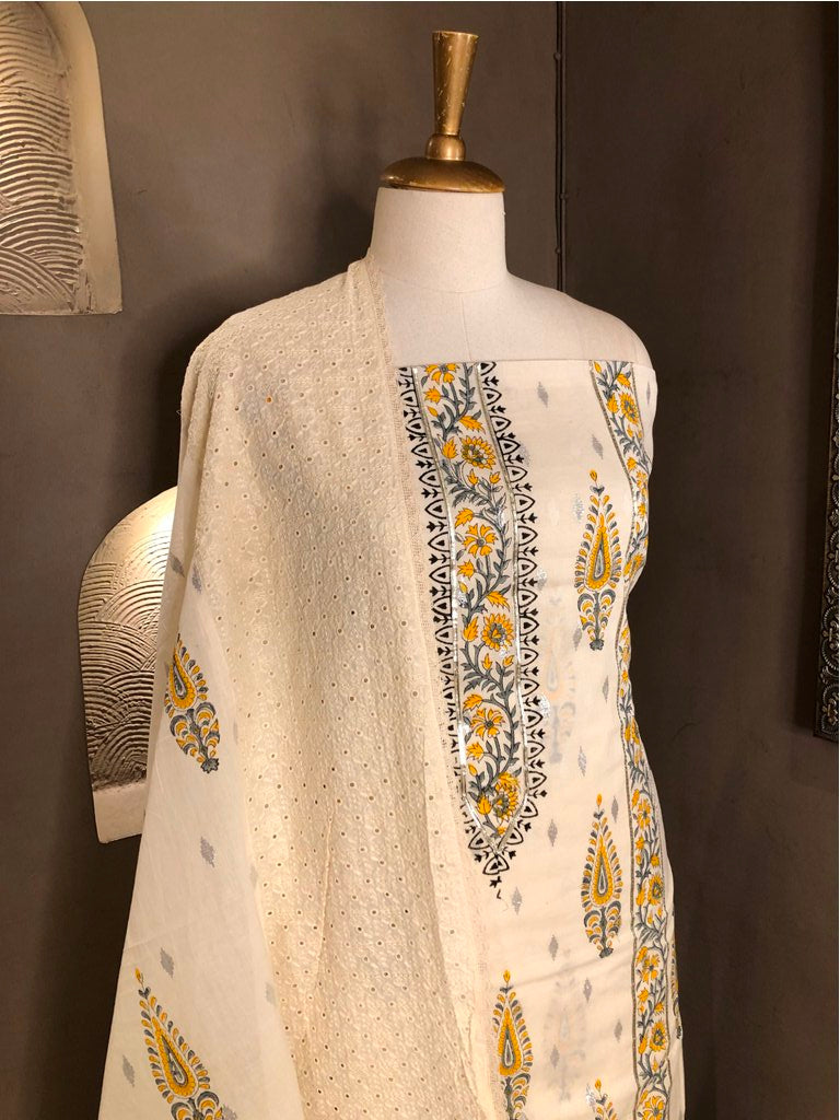 Printed Cotton Unstitched Suit