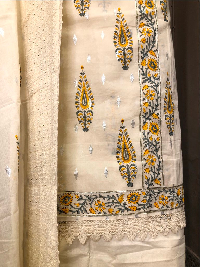 Printed Cotton Unstitched Suit