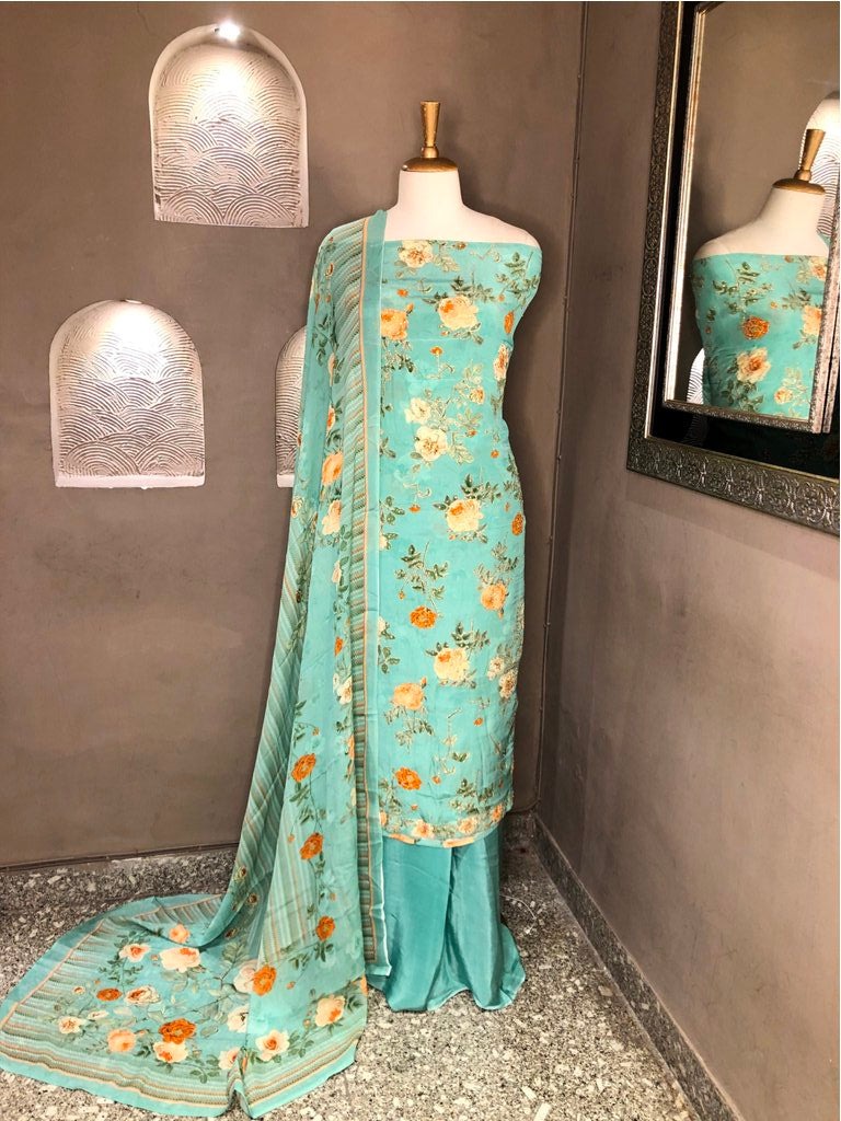Printed Cotton Unstitched Suit