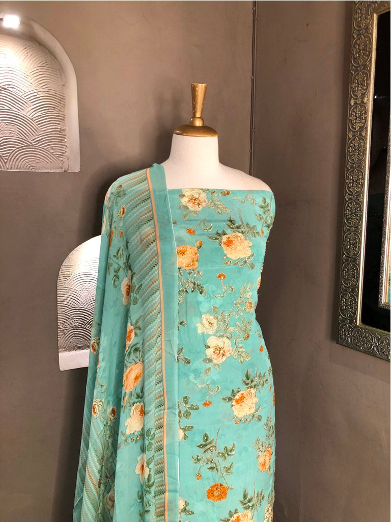 Printed Cotton Unstitched Suit