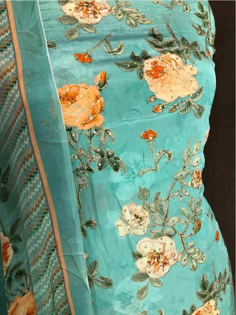 Printed Cotton Unstitched Suit