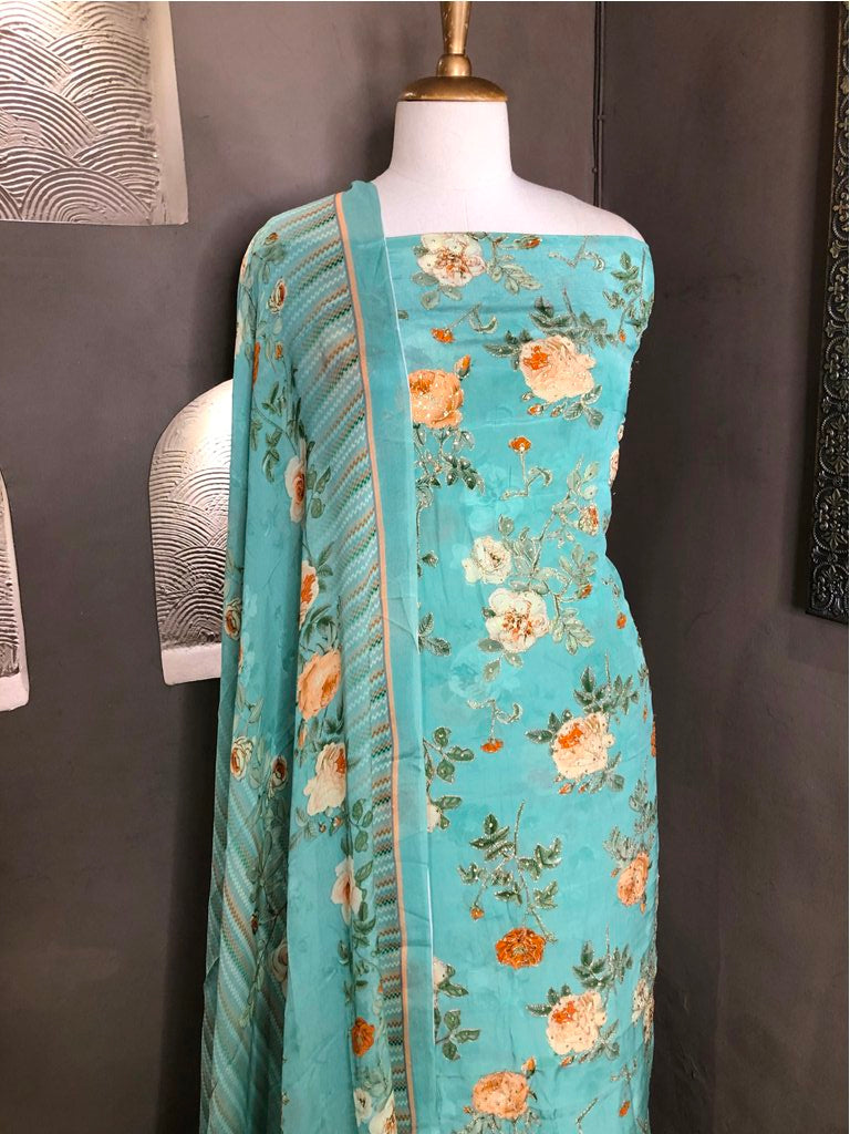 Printed Cotton Unstitched Suit