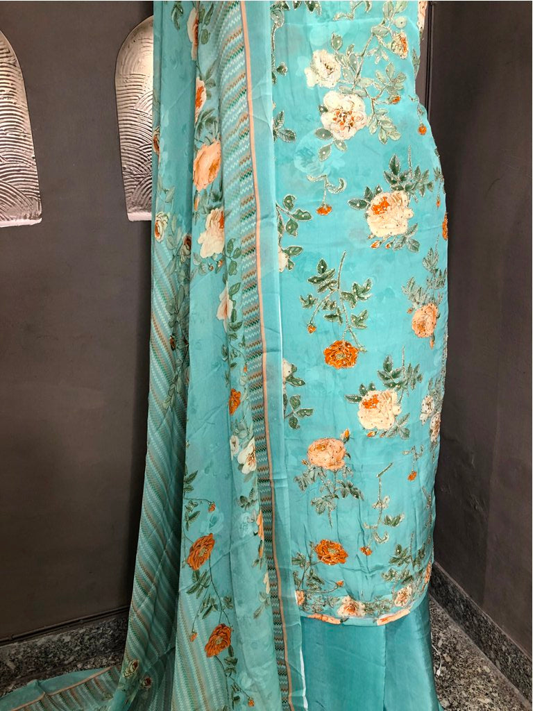 Printed Cotton Unstitched Suit