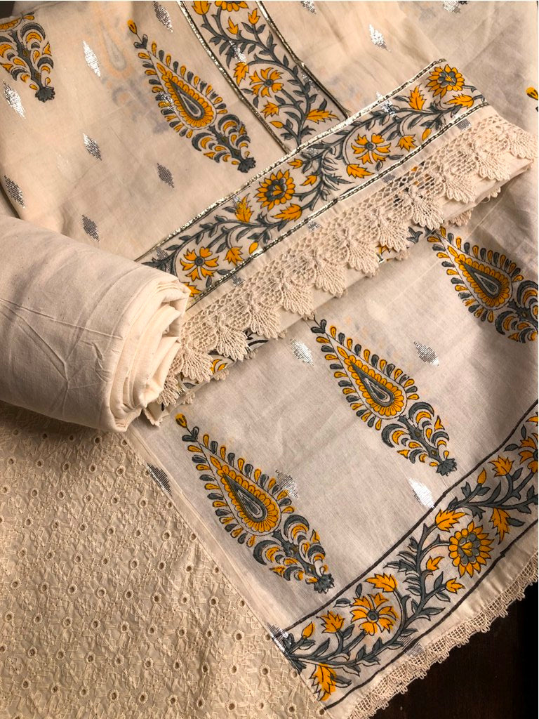 Printed Cotton Unstitched Suit