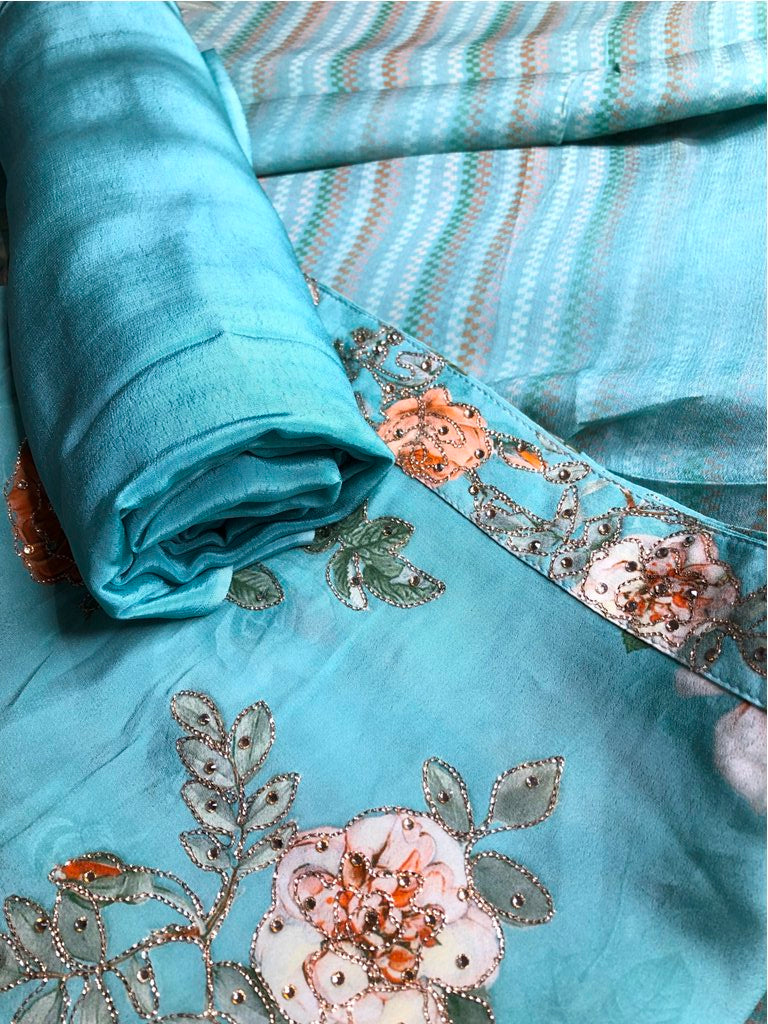 Printed Cotton Unstitched Suit