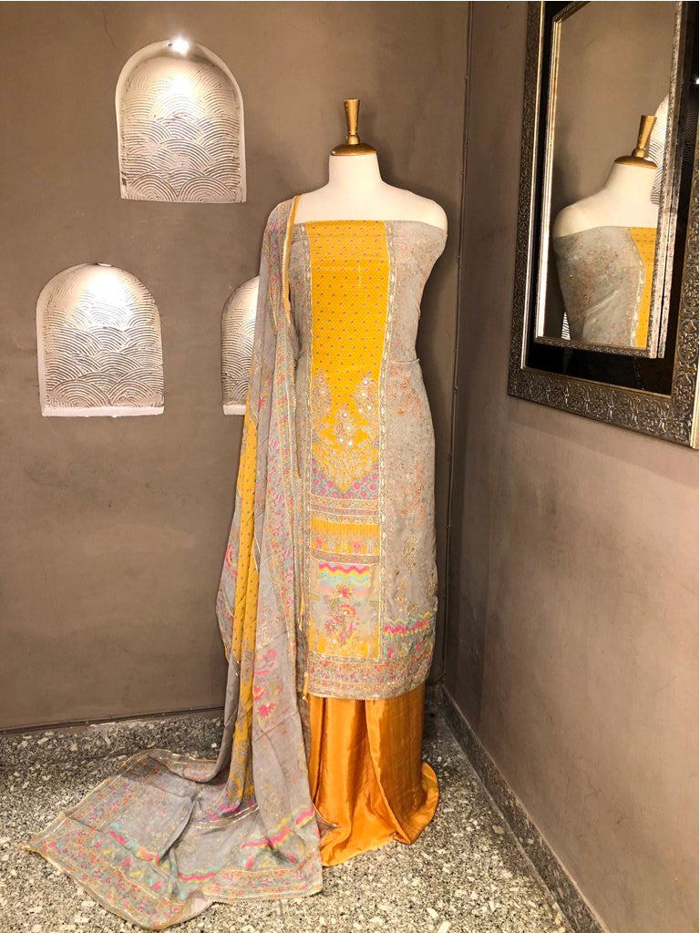 Printed Crepe Unstitched Suit