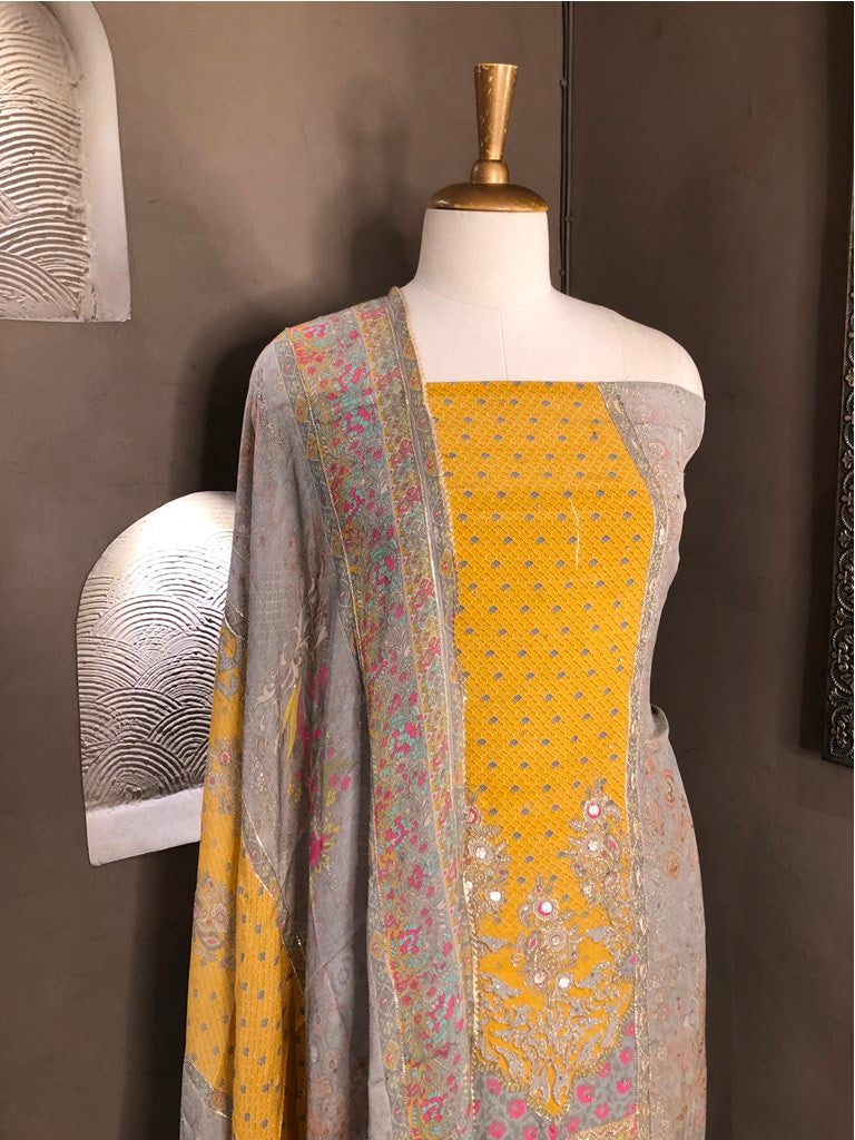Printed Crepe Unstitched Suit
