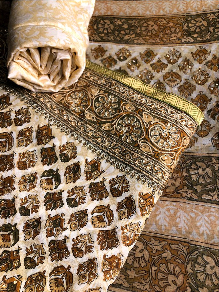 Printed Crepe Unstitched Suit