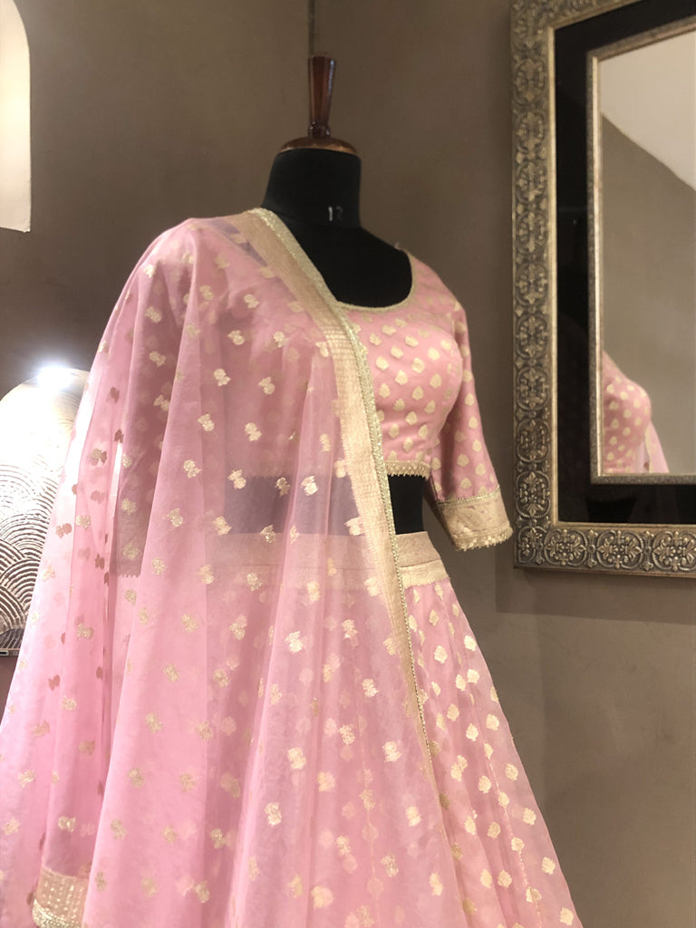 Pink Organza Lehenga