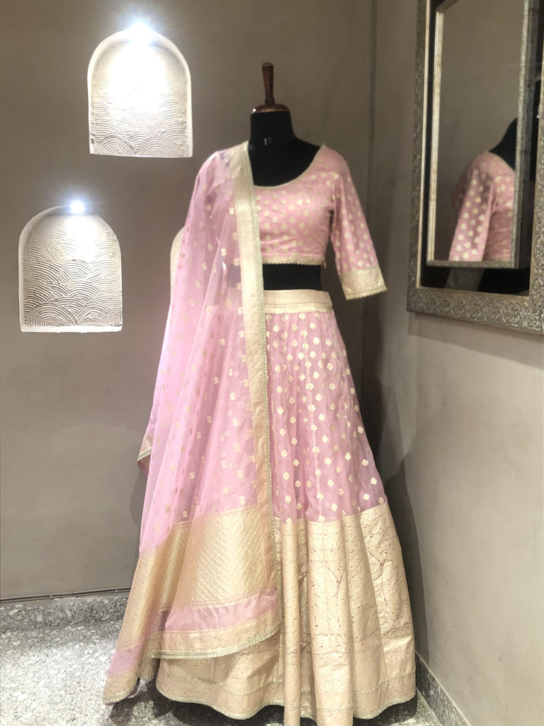Pink Organza Lehenga