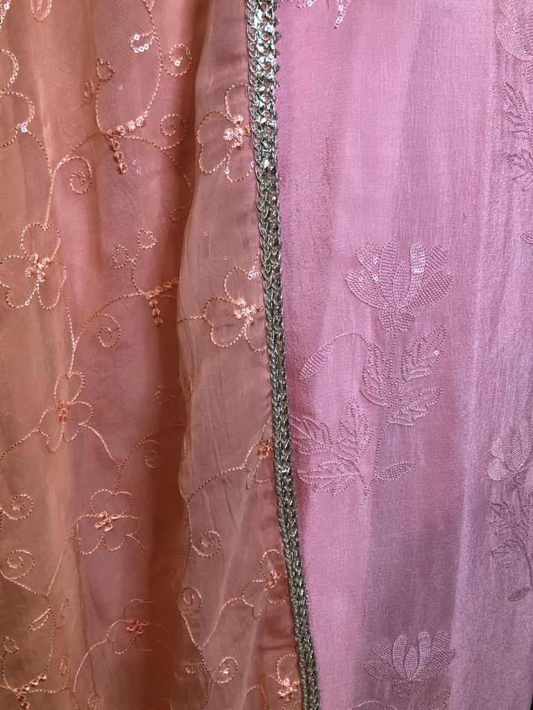 Chinon Suit With Embroidered Dupatta