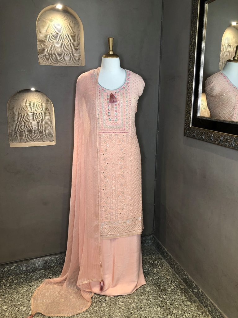 Georgette Embroidered Semi-Stitched Suit
