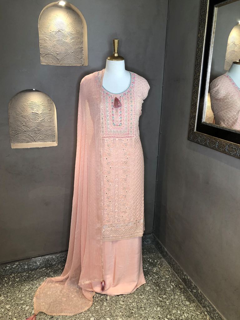 Georgette Embroidered Semi-Stitched Suit