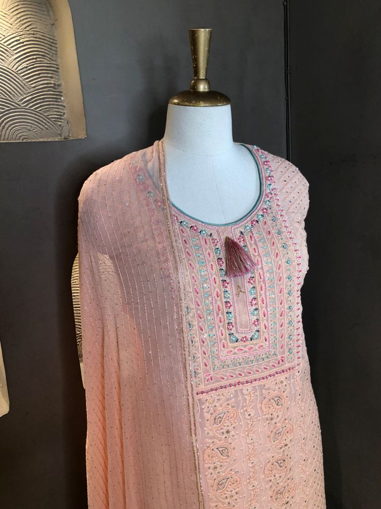 Georgette Embroidered Semi-Stitched Suit