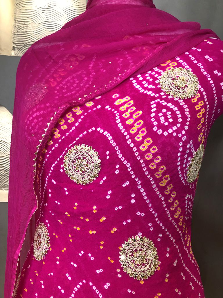 Bandhani Embroidered Unstitch suit