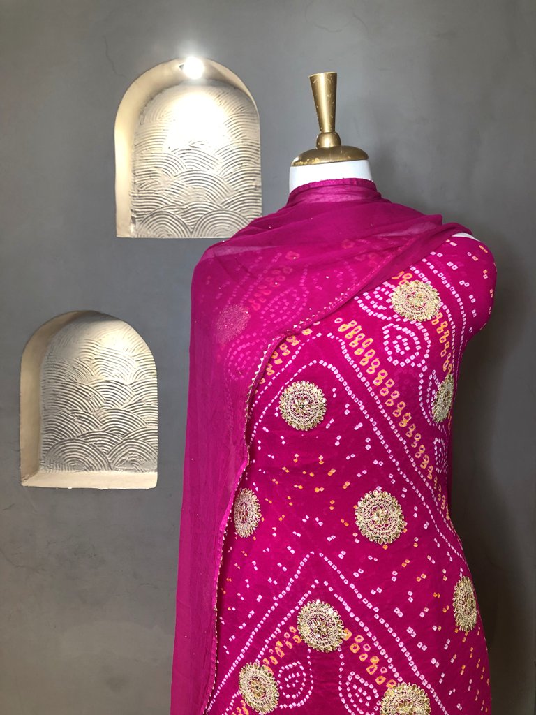 Bandhani Embroidered Unstitch suit