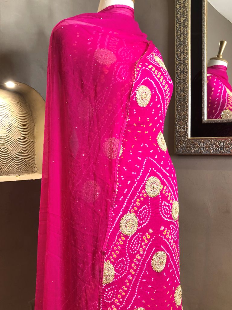 Bandhani Embroidered Unstitch suit