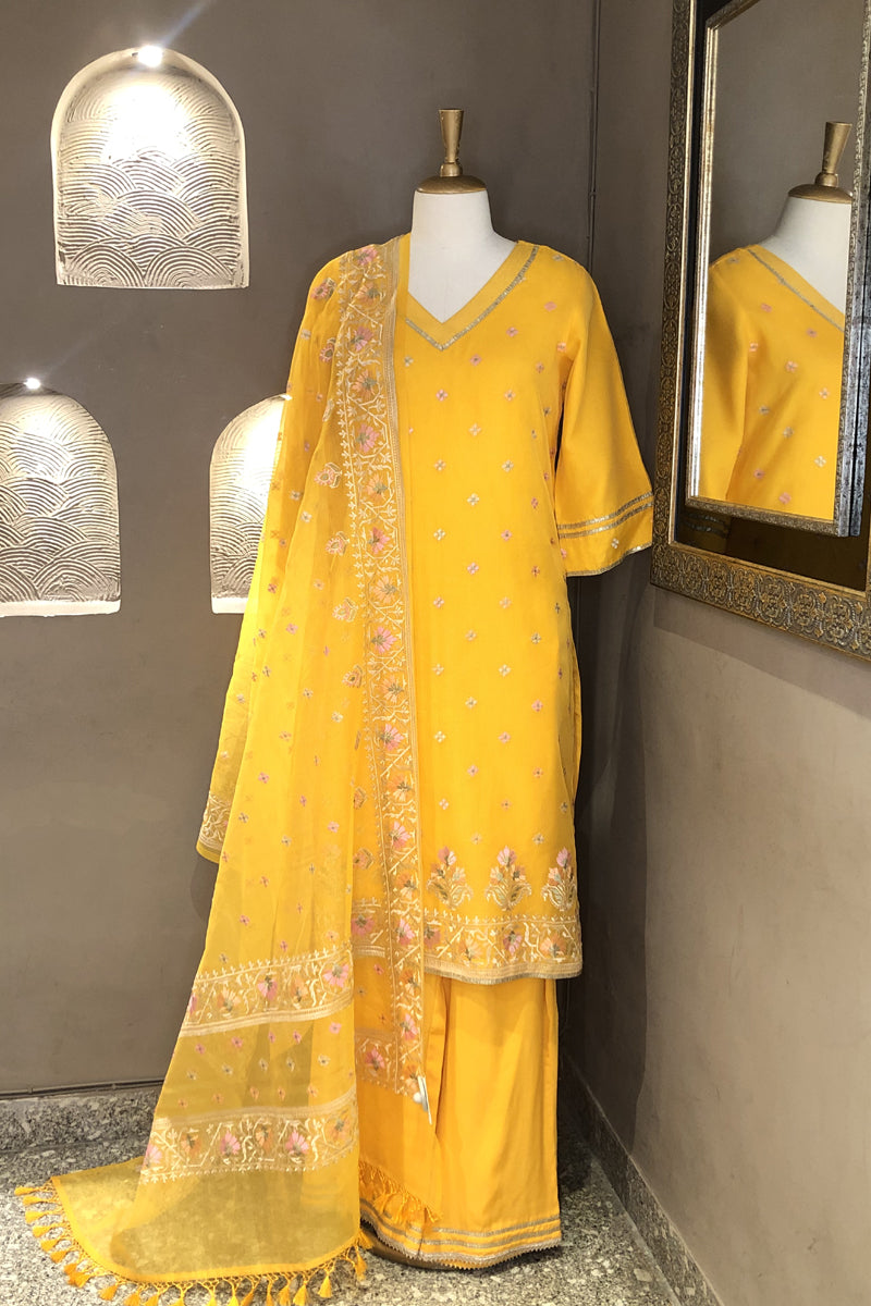 Organza fabric with Thread work