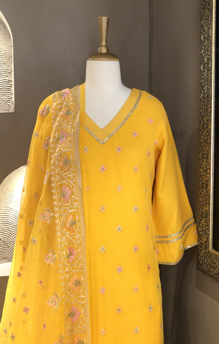 Organza fabric with Thread work