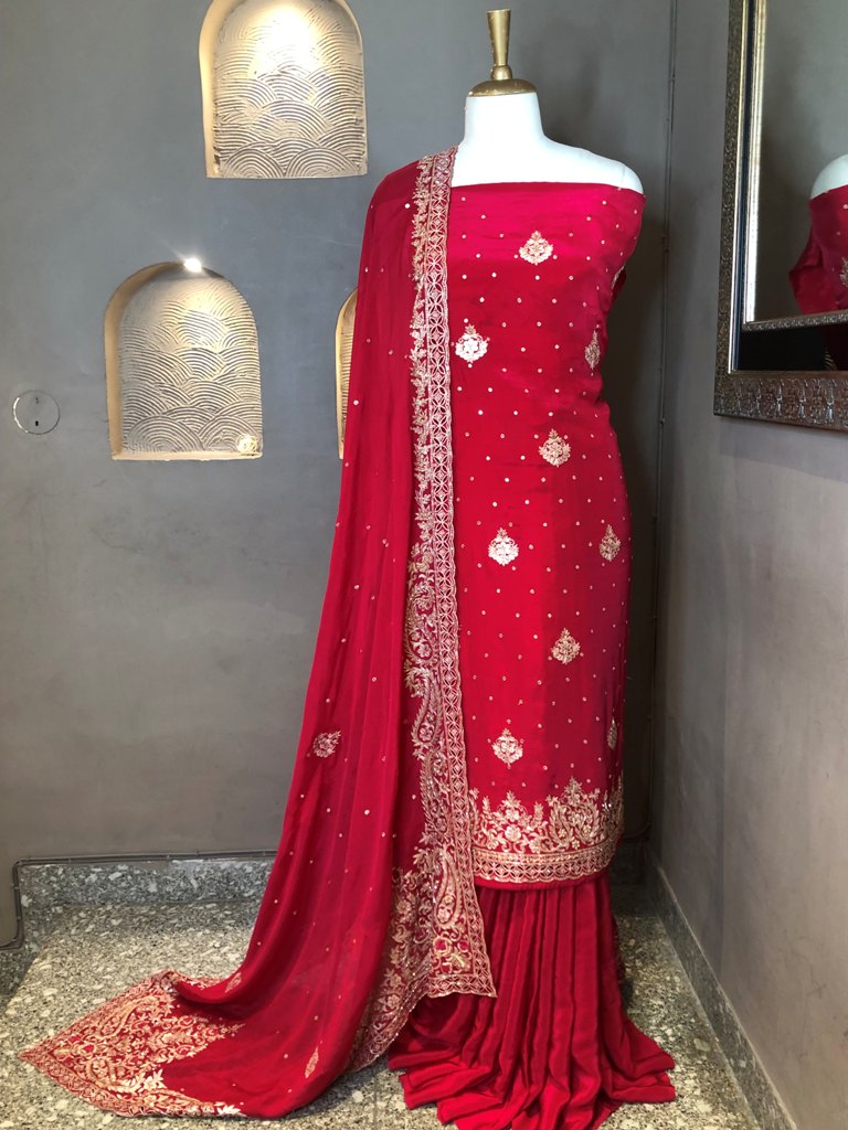 Crepe Embroidered Unstitched Suit