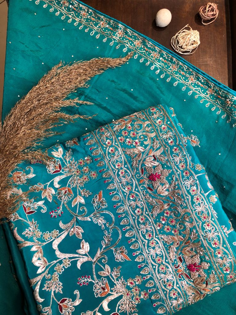 Crepe Embroidered Suit