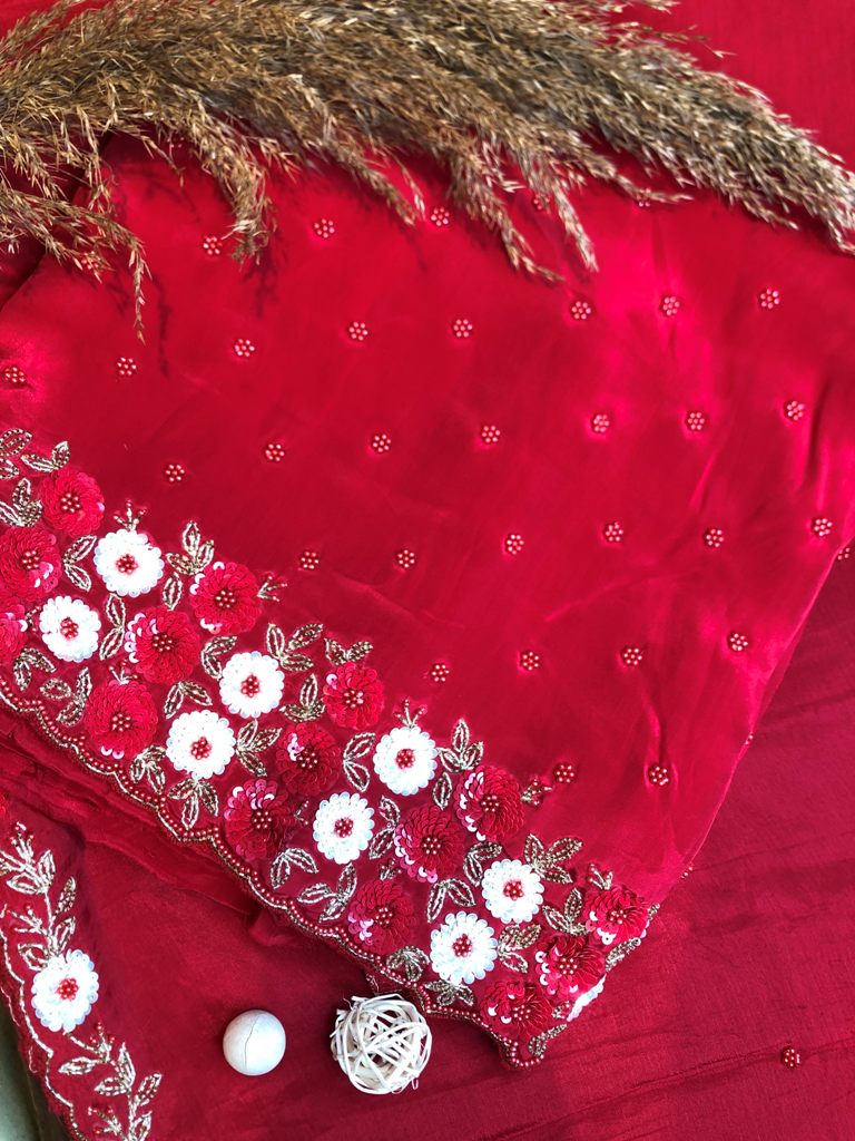 Crepe Embroidered Unstitch Suit