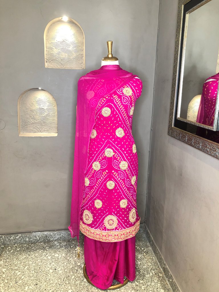 Bandhani Embroidered Unstitch suit